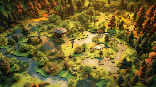 Cartoon forest with giant trees