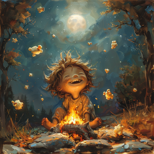 cute rock kid in forest