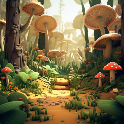 Vibrant 3D cartoon forest
