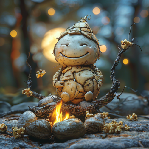 Cute Stone Kid Bonfire Popcorn