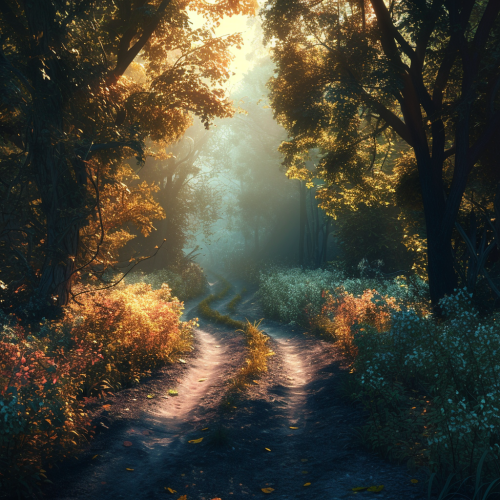 Forked road with bright and dark paths Forked road with bright and dark paths