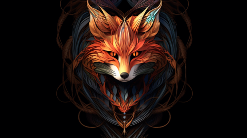 Abstract fractal image of a fox with a rope