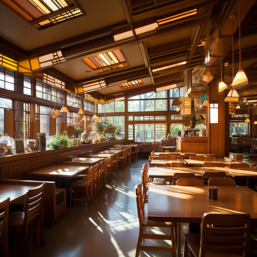 Cafe with Frank Lloyd Wright influence