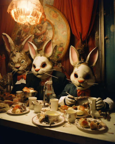 Group of freaks enjoying a meal