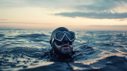 Free Diver at Water Surface