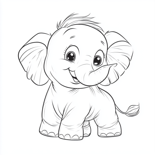 Minimalistic Elephant Coloring Page