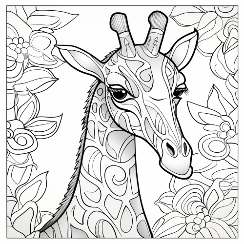 Cute friendly giraffe coloring page