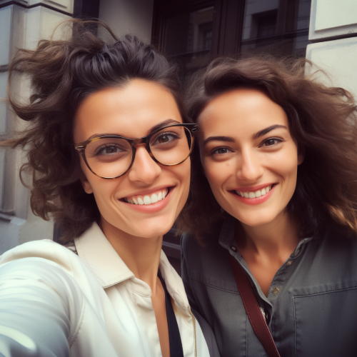 Two Approachable Professional Women Taking a Selfie