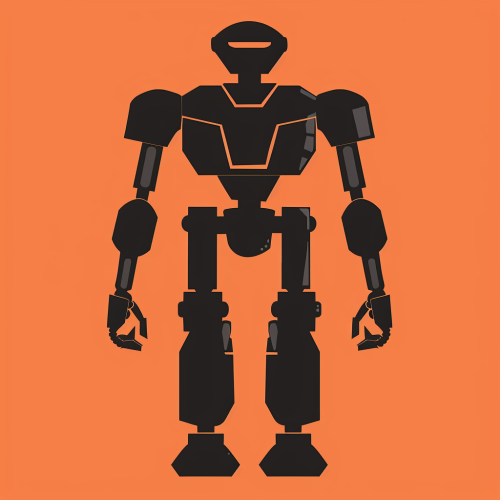Robot Silhouette Flat Design Icon