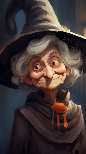 Friendly witch with Pixar art style