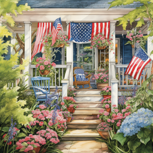 Fourth of July Front Porch Garden Decor
