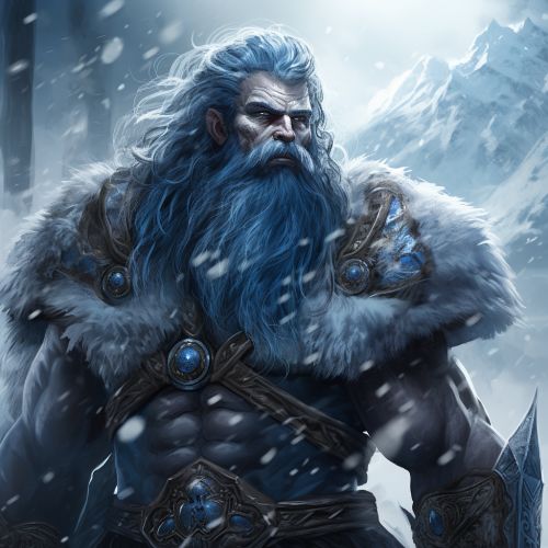Blue-skinned Frost Giant Viking Paladin