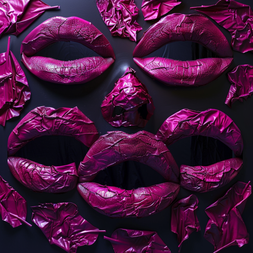 Fuchsia Lips 3D Black Background