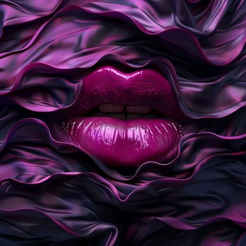 Voluminous fuchsia lips on black