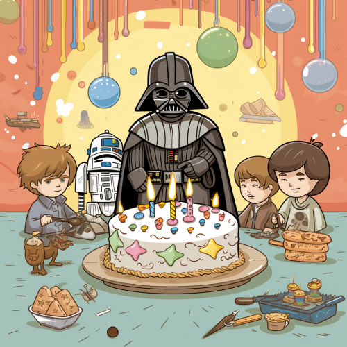 Cartoon Starwars Birthday Card