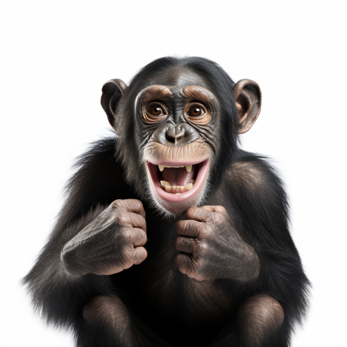 Funny chimp on white background