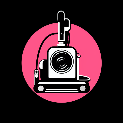 Funny standing vacuum cleaner in black, pink, and white.