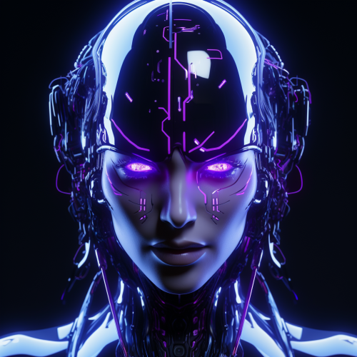 Future face with neon colors