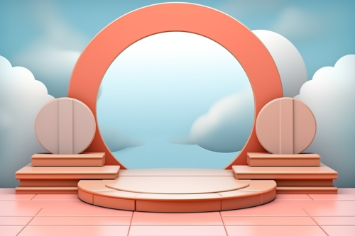 Futuristic clean stage with blank center Futuristic clean stage with blank center