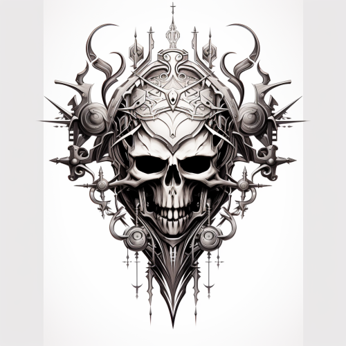 Futuristic cyber gothic black metal tattoo design