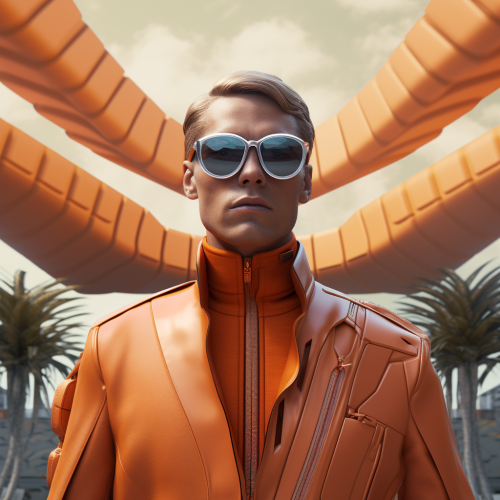 Futuristic cybersecurity agent in elegant uniform Futuristic cybersecurity agent in elegant uniform