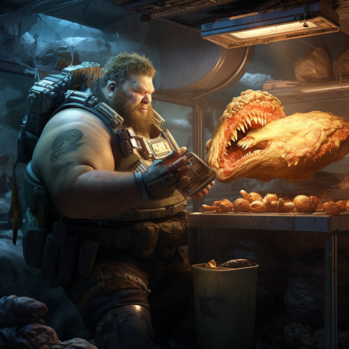 Fat mercenary with malfunctioning implants fights zombie toasters