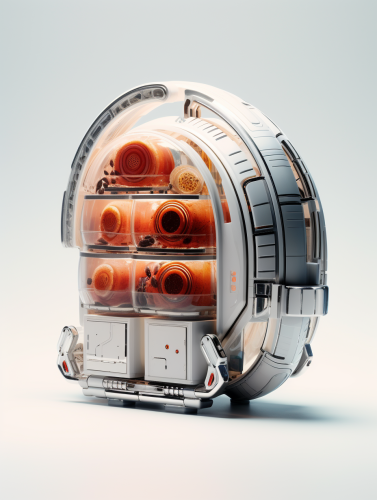 Futuristic food package on white background