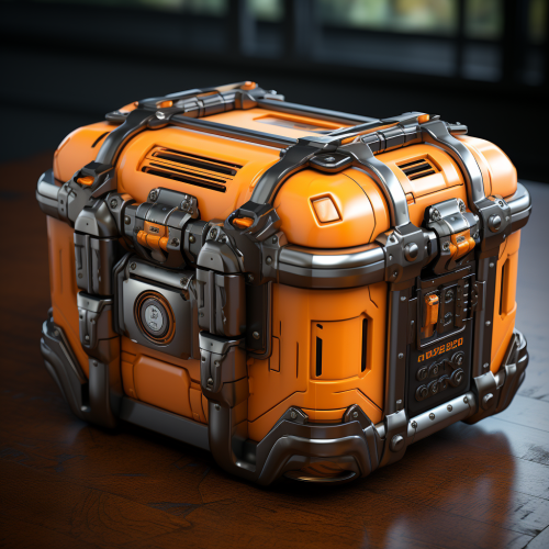 Futuristic game loot box orange black