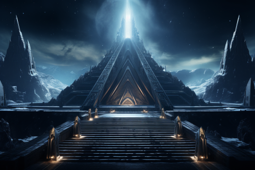 Futuristic obsidian throne room