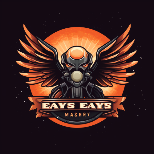 Futuristic logo with eagle wings and Harley Davidson motorcycle wheel for Easy Riders