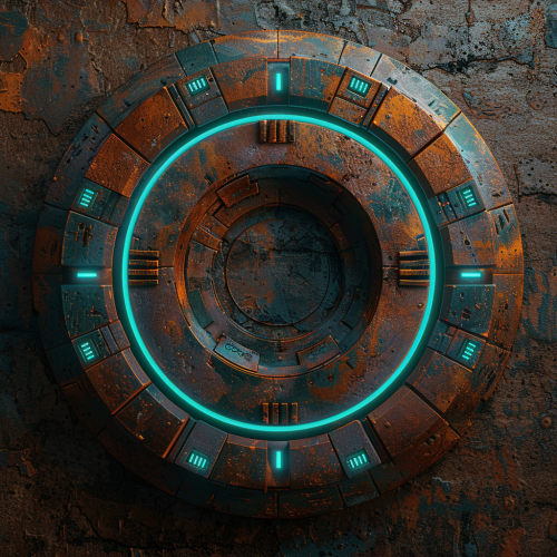 Detailed metallic artwork with futuristic texture