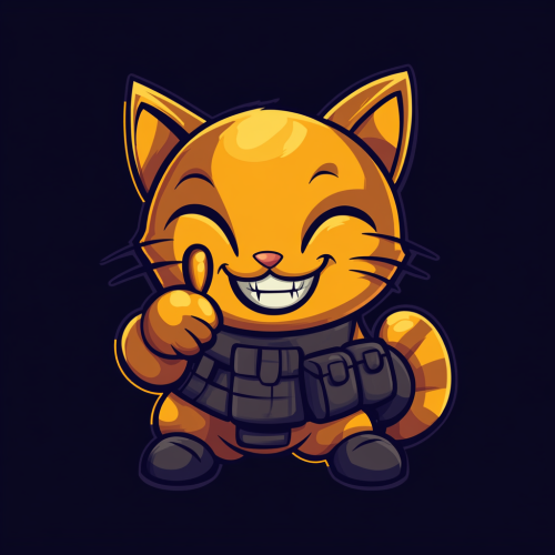 Cute kitten mercenary logo design