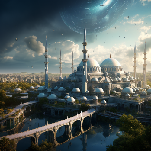 futuristic Muslim empire city architecture