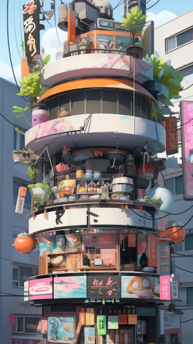 Futuristic Japanese ramen shop in Tokyo