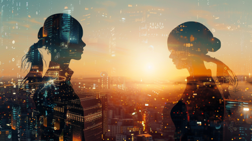 Human and Robot Silhouettes Composite