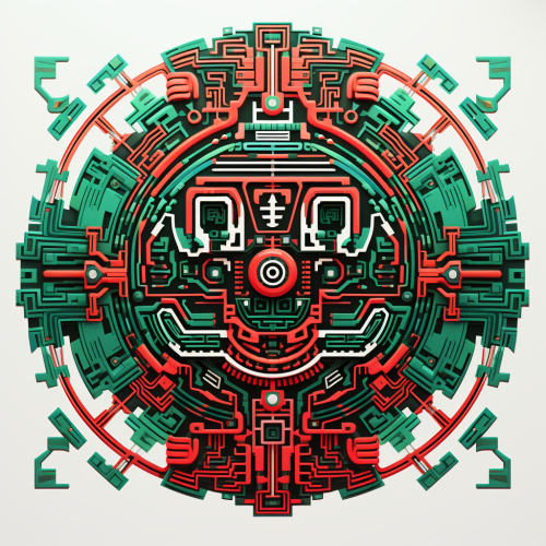 Futuristic Tezcatlipoca with Circuitry Design