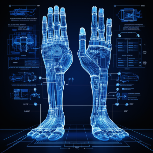 Futuristic Cyber Foot Blueprint Design