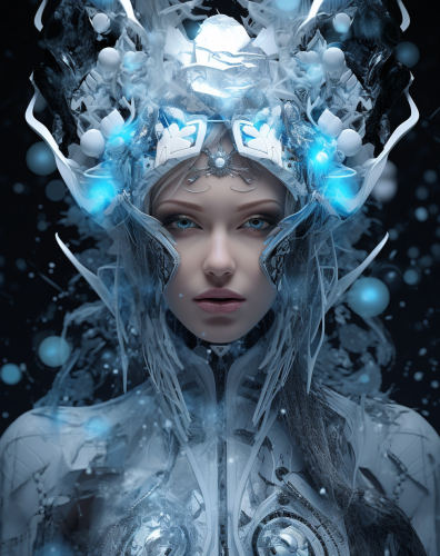 Ultra Realistic Frozen Futuristic Bionic Queen