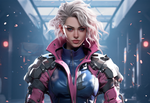 Futuristic street fighter character visualization