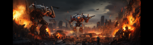 Explosion-filled Transformers war scene