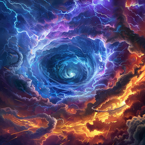 swirling colorful space storm illustration
