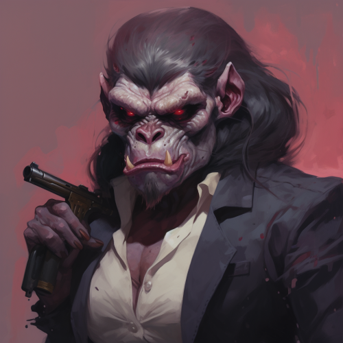 Female gangster ape portrait image