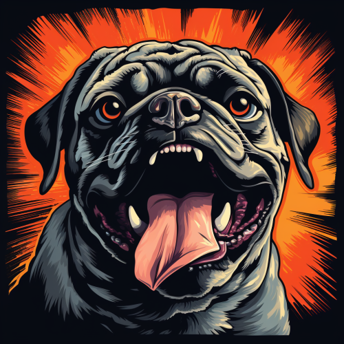 Fierce Ganster Pug with Bared Teeth
