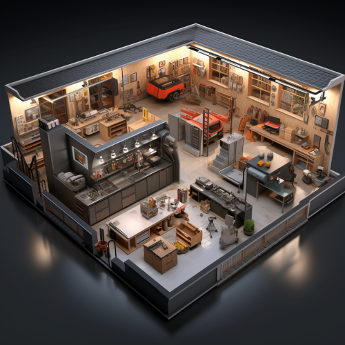Well-organized garage workshop layout