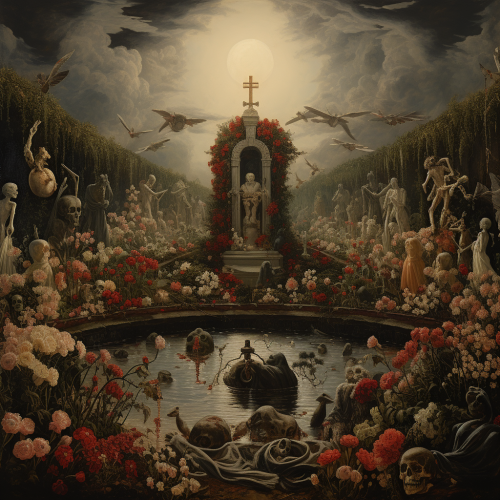 Spooky garden with a deathly atmosphere