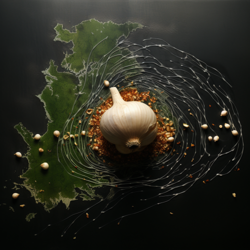 Garlic Clove Chasing Away Hurricane Storm