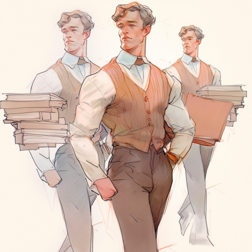 Sketch of Gay Male Professor in Library