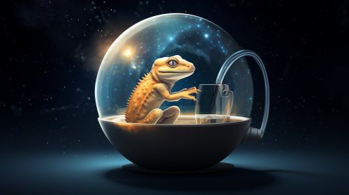 Caffeinated gecko in space