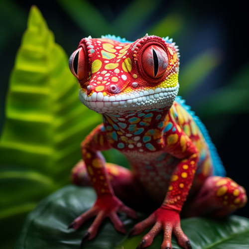 Colorful gecko on leaf