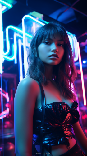 Stylish Gen Z Pop Star in Nightclub